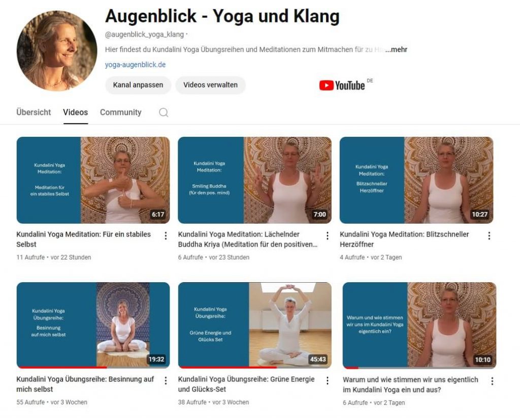@augenblick_yoga_klang Yoga, Meditation und Klang auch auf YouTube